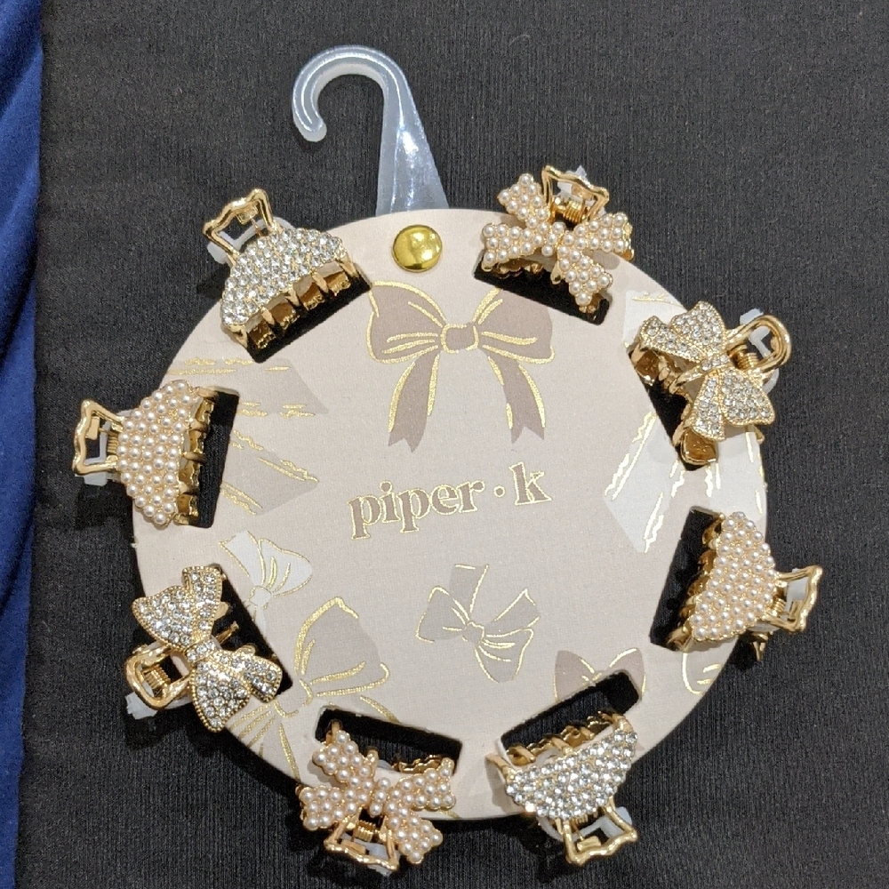 Piper K Gold and Pearl Hair Clips Set